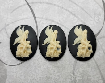 40x30mm Skull Zombie Fairy Cameos (3) - L911