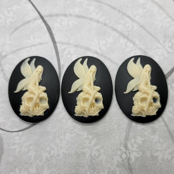 40x30mm Skull Zombie Fairy Cameos (3) - L911