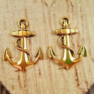 Brass Anchor Charms x 2 - 6206SG