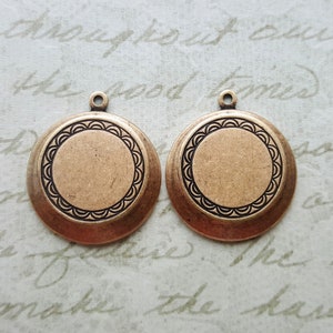 Oxidized Brass Ornate Round Plaque Charm (2) - BOS1824