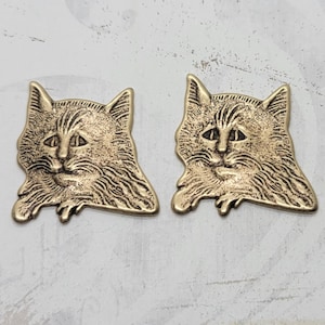 Brass Cat Stampings x 2 - 398RAT