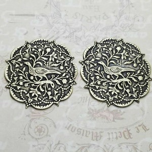 Brass Ornate Pheasant Bird Stampings x 2 - 4690RAT