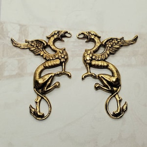 Brass Dragon Griffin Stampings x 2 - 8498FFA-8499FFA