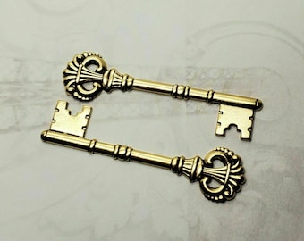 Large Brass Victorian Key Stampings x 2 - 6952S