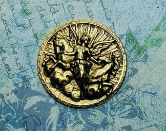 Large Brass Goddess Athena Stamping x 1 - 6901SG