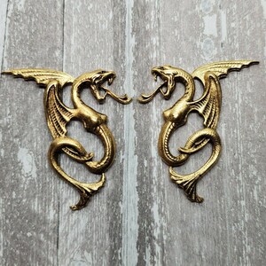 Brass Dragon Serpent Stampings x 2 - 8504FFA-8506FFA