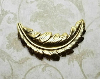 Large Brass Feather Leaf Stampings - 3159RAT