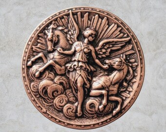 Large Oxidized Copper Goddess Athena Stamping x 1 - 6901COSG