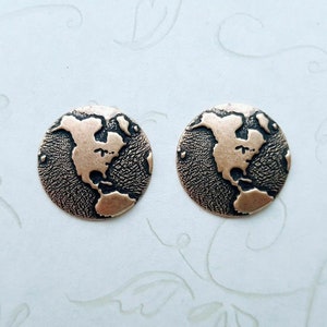 Small Brass Eastern Hemisphere Globe Findings x 2 - 6895SG