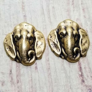 Brass Elephant Head Stampings x 2 - 399RAT