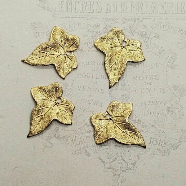 Small Brass Ivy Leaf Stampings With Hole x 4 - 6669HRAT