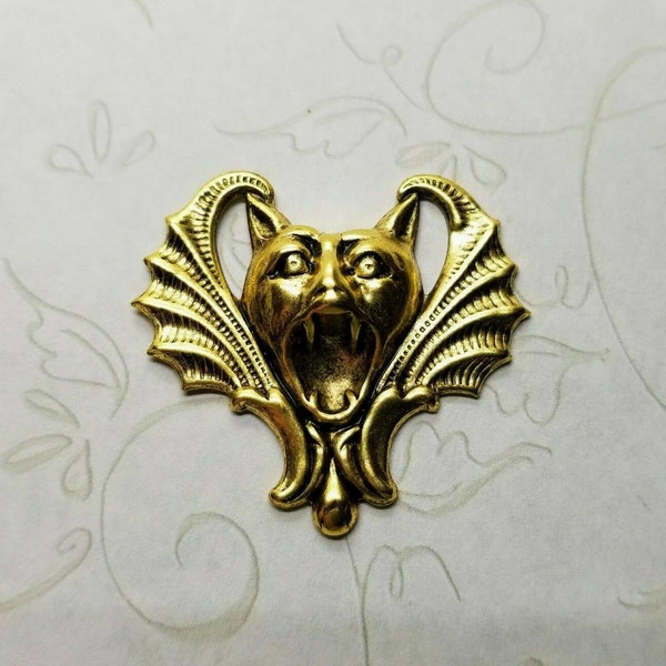 Large Brass Gargoyle Bat Stamping - 6554RAT