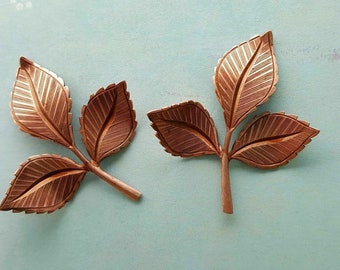 Large Brass Leafy Branch Stampings x 2 - 7372S