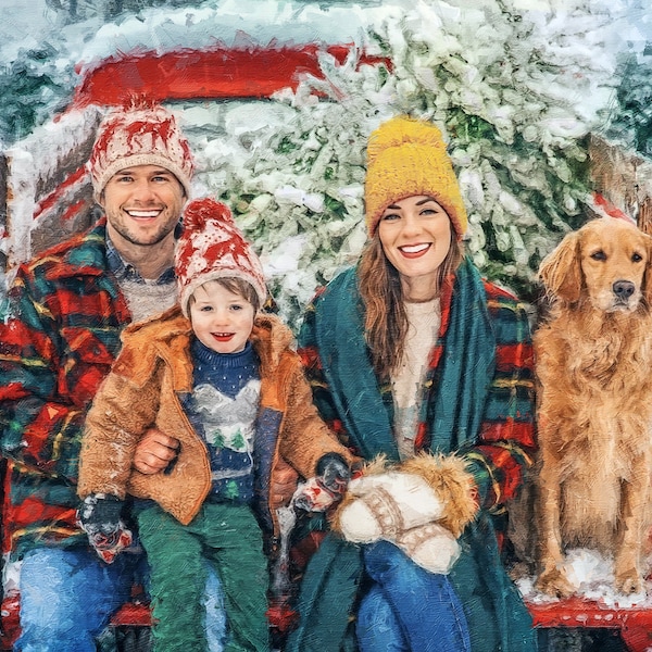 Custom Family and Dog Paintings Etsy