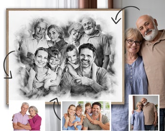 10+ Family Portrait Painting, Picture With Deceased Love One, Add Someone To Photo, Merge Photo Portrait, Loss of Loved Ones, Combine Photos