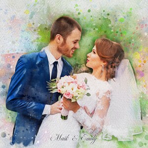 Watercolor Wedding Portrait/ Painting from Photo/ Wedding Illustration/Custom Couple Portrait/Personalized Wedding Picture/Anniversary Gift