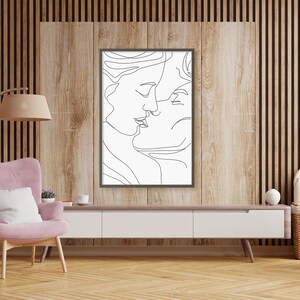 Couple Kissing Line Drawing/Lovers One Line/Man And Woman Poster/Abstract Love Art/Wall Art/Face Line Art/Couple Print/Kiss Print/Minimal image 9
