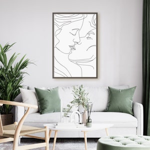 Couple Kissing Line Drawing/Lovers One Line/Man And Woman Poster/Abstract Love Art/Wall Art/Face Line Art/Couple Print/Kiss Print/Minimal image 8