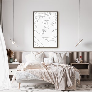 Couple Kissing Line Drawing/Lovers One Line/Man And Woman Poster/Abstract Love Art/Wall Art/Face Line Art/Couple Print/Kiss Print/Minimal image 7