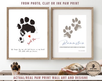 Actual Paws Paw Print Custom Picture From Photo, Clay, Ink, Real Dog, Cat Paw and Footprint, Personalized Keepsake for Pet Owner lovers