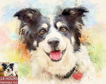 I Will Paint a Custom Watercolor Dog Portrait From Photo, Personalized Gift for dog lovers, dog parents birthday, Dog Memorial,For Dog Owner