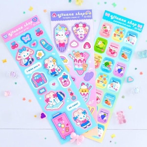 Adesivos Kawaii Y2K | Adesivos Decorativos Kpop Coreanos | Adesivos Fofos para Diário | Agenda Kawaii | Adesivos Juminicore | Gyaru | SS-054