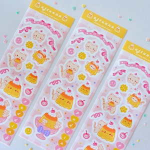 Kawaii Pudding Dekorative Journal Aufkleber | K-Pop Toploader Deko Aufkleber | Niedliches koreanisches Briefpapier | Ästhetisches Bullet Journal