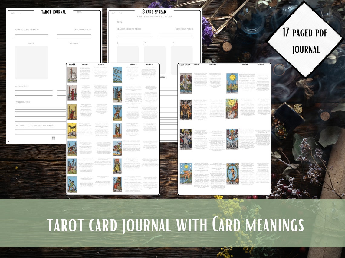 Printable Tarot Card Journal for your Readings Card Cheat Etsy