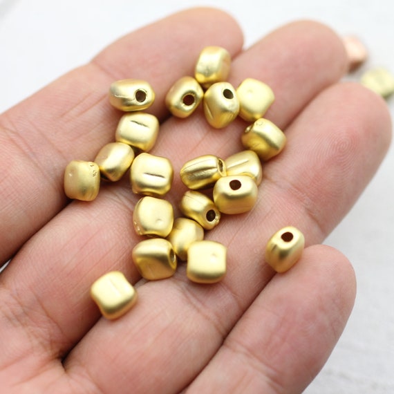 10 Matte Gold Beads, Spacer Beads for Bracelets and Necklaces