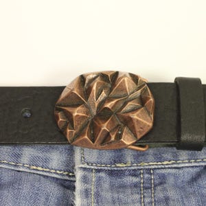 Geometric belt buckle for snap belt, Copper belt fastener, Jeans accessory, Adjust belt pin, Metal belt hardware, Leather belt GS55 ac