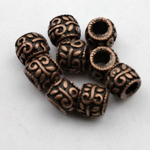 10 Ornament Beads, Large Hole Metal Beads, Silver Plated Antique Copper High Quality Jewelry Supplies for Wholesale Price, ZM409 AC