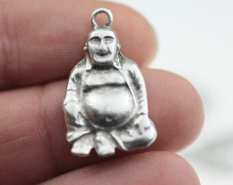 10 amuletos de Buda, colgante de Buda, plateado plateado, antiguo tono plateado Suministros de joyería de alta calidad para precio al por mayor ZM84 AS