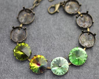 14mm Brass Bracelet Setting: Swarovski Rivoli Crystal Cup Chain, FA3