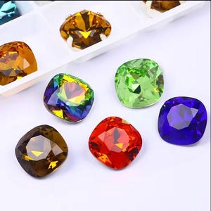 Piedras de fantasía de cristal Swarovski cuadrado de 12 mm 4470, cristales Swarovski y Efsa, color liso con efectos - Para pegar, engarzar en metal