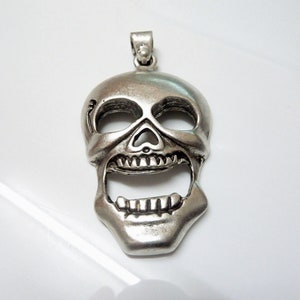 Silver Skull Pendant, Silver Charms Pendant, Leather Necklace, Jewelry Making, P79