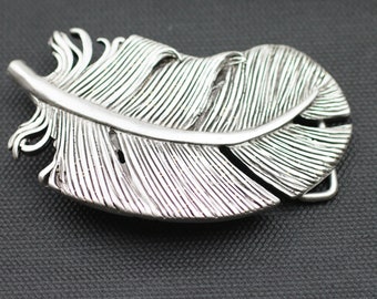 シルバーフェザーベルトバックル：アンティークボヘミアンジーンズ