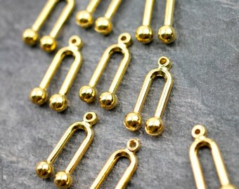 10 24 Kt Gold Plated U Link Charms, Gold U Link Pendant, Gold Jewelry Making, Wholesale Charms, ZM1084