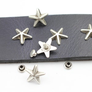 10 Silber Stern Nieten, Stern Charms, Sterling Silber überzogen, Zamak Schmuckzubehör, Schmuckzubehör, ZM51 AS