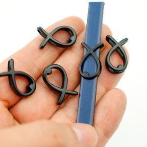 10 Fish Slider Beads,Matte Black Fish Slider for Flat Lether, Cord Bracelets, High Quality Matte Black Plated, Wholesale Price, ZM308 MB