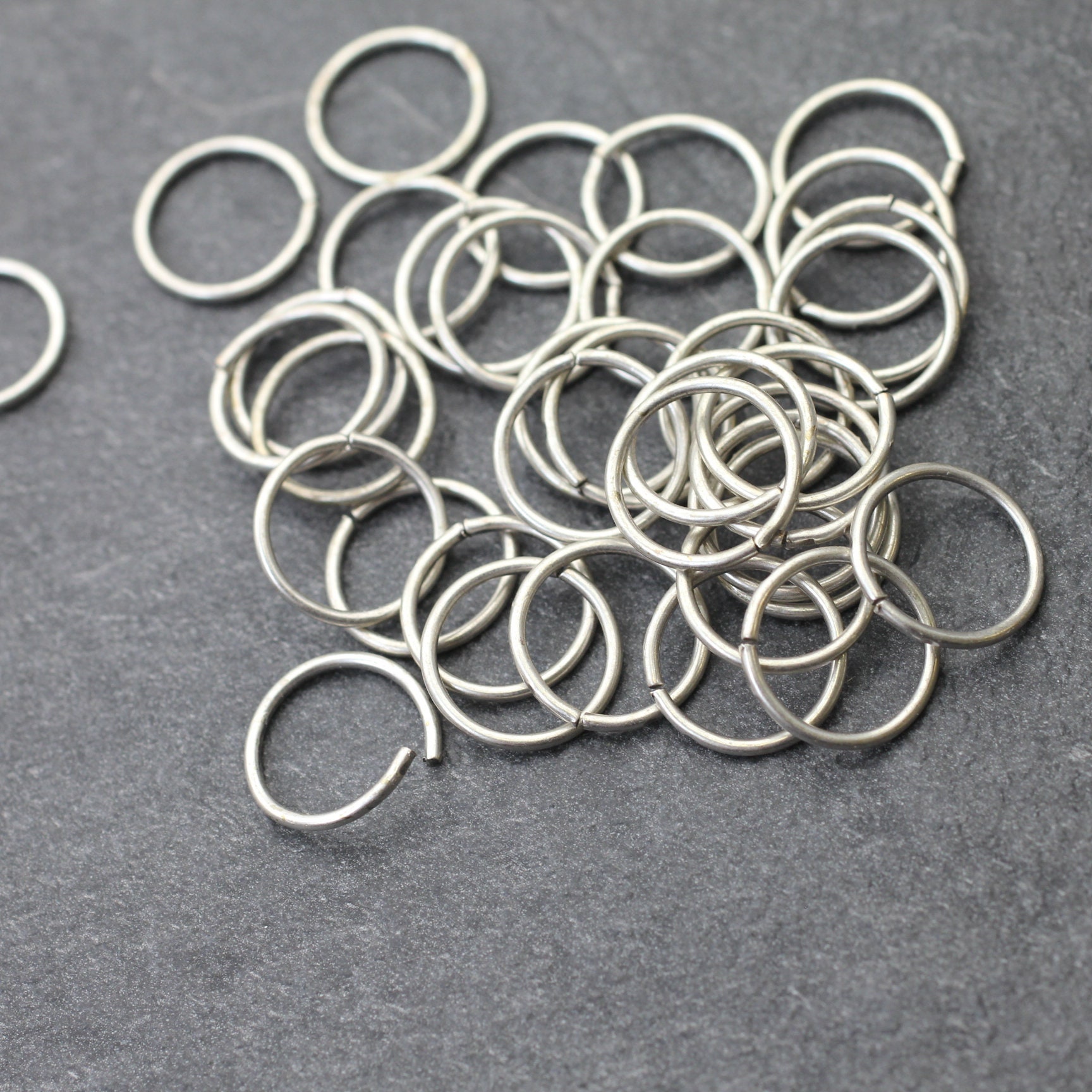 Round Jump Rings 50 Open Jump Rings, Silver Plated, Antique Silver Round Jump Rings ...