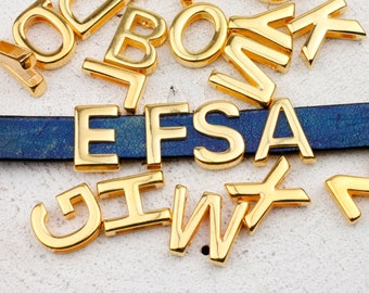 Gold Alphabet Letter Pendant, Initial Letters Charms, Initial Tag Letter Charm, wholesale, Mother's Day Gift, zm970 GO