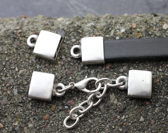 10 Antique Silver End Caps for Leather Cords, Necklace, Bracelet and Caps Jewelry Supply for Wholesale Price ZM299 AS