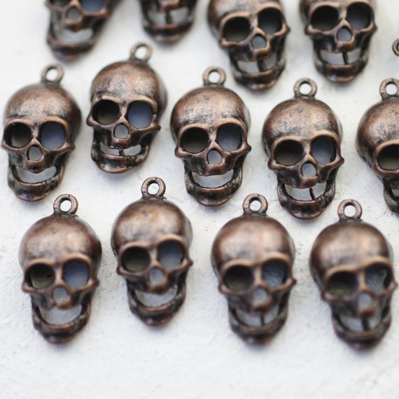 10 Skull Charms Skull Head Pendant Antique Copper High Quality