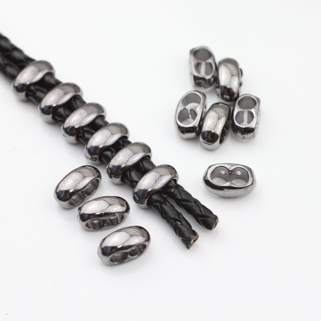 10 Gun Metal Two Hole Beads, Slider Beads, Jewelry Accessories