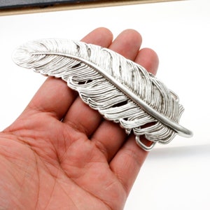 Long Feather belt buckle, women leather belt Buckle, men leather belt Buckle, Boho belt buckle, buckle for belt strap, Silber Buckle, GS33as