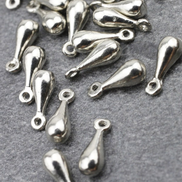 50 Mini Drop Charms, Rhodium Plated Drop Charms, Earrings, Anklets, keychain, making supply jewelry accessories, Jewelry findings ZM981 rh