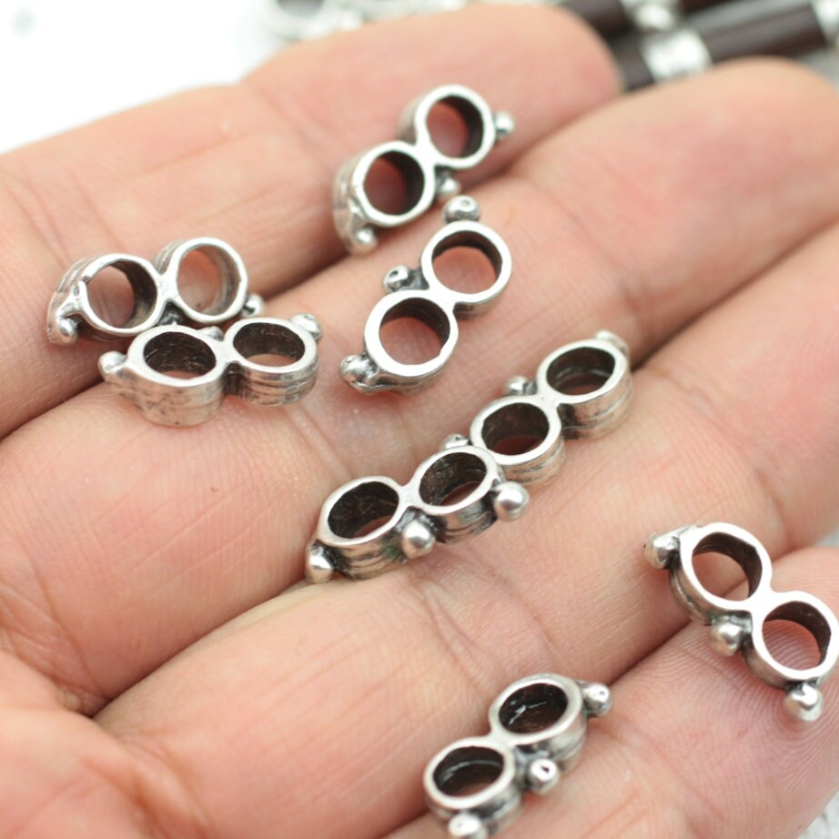 10 Double Hole Clasp, Sliders Beads, Slider Beads, Silver 10 Double Hole Clasp, Sliders Beads, Slider Beads, Silver