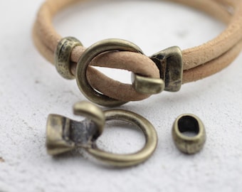 5 ganchos de latón antiguo para pulseras de cuero y cordón. Gancho para pulsera de cuero. Accesorios para pulseras unisex. Suministros para joyería ZM475 AB