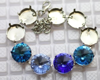 14mm Brass Bracelet Setting: Swarovski Rivoli Crystal Cup Chain, FA3