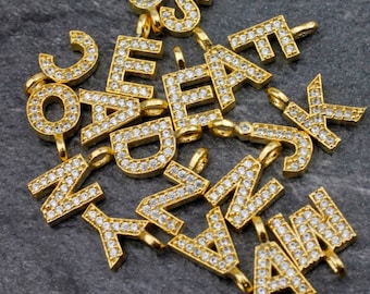 Charm inicial chapado en oro, colgante con letra personalizada, ZAMAK